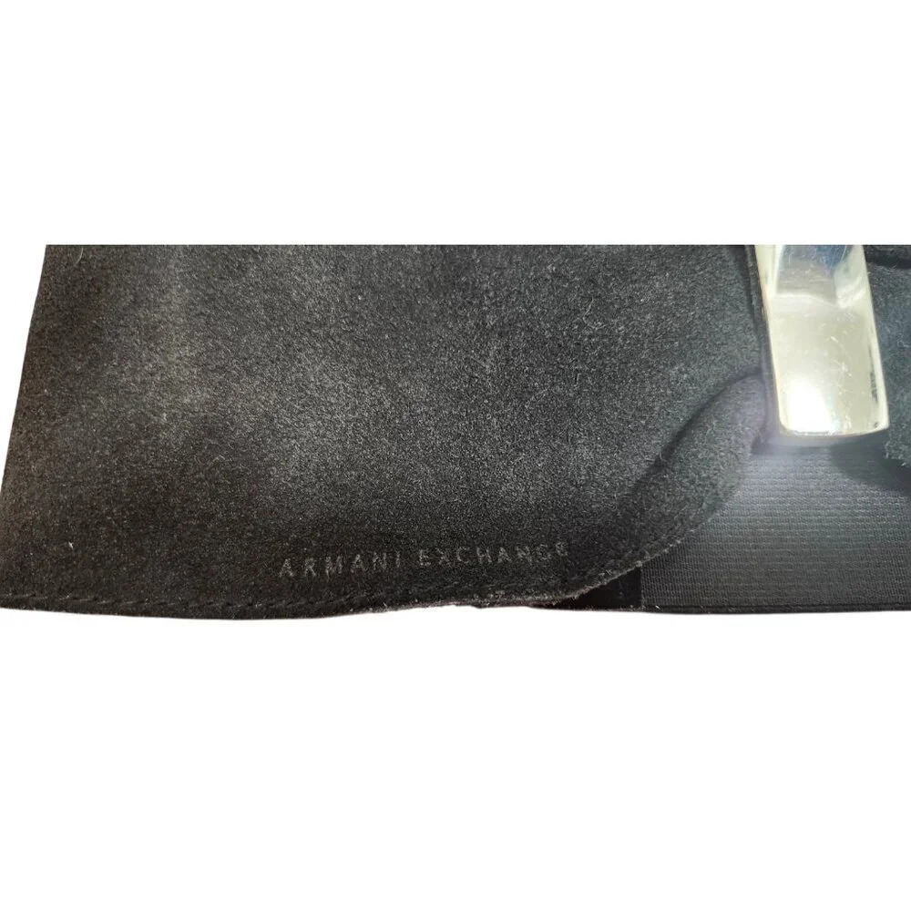 Armani Exchange XS/S Black Suede Leather Elastic Waist Belt Silver Hardware